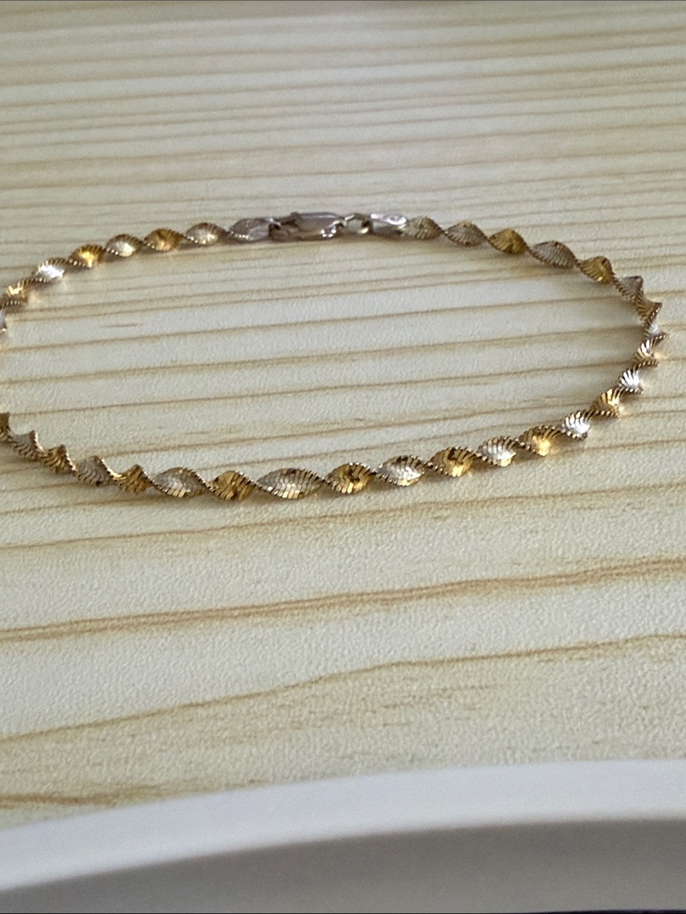 Two-Tone Twisted Chain Bracelet - Gold & Silver Sterling 925